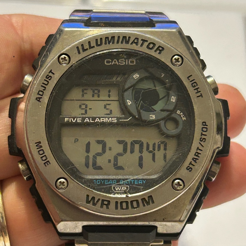 Casio Illuminator Watch with Silver and Black Accents